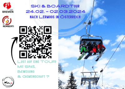 SKI & BOARD TOUR 24.02. – 02.03.2024  // Lermoos, Tiroler Zugspitz Arena, Österreich